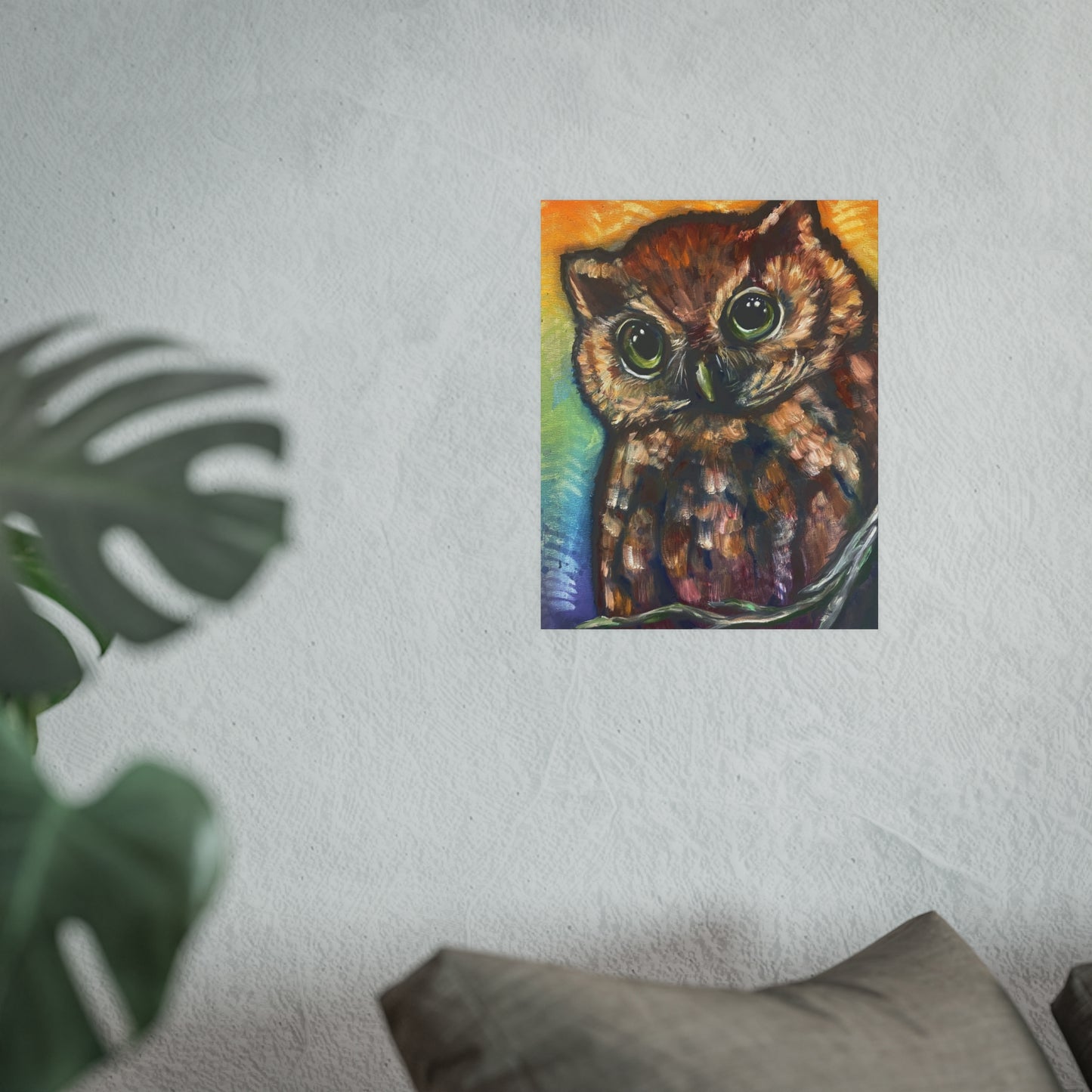 Rainbow Fern Owl Poster Print