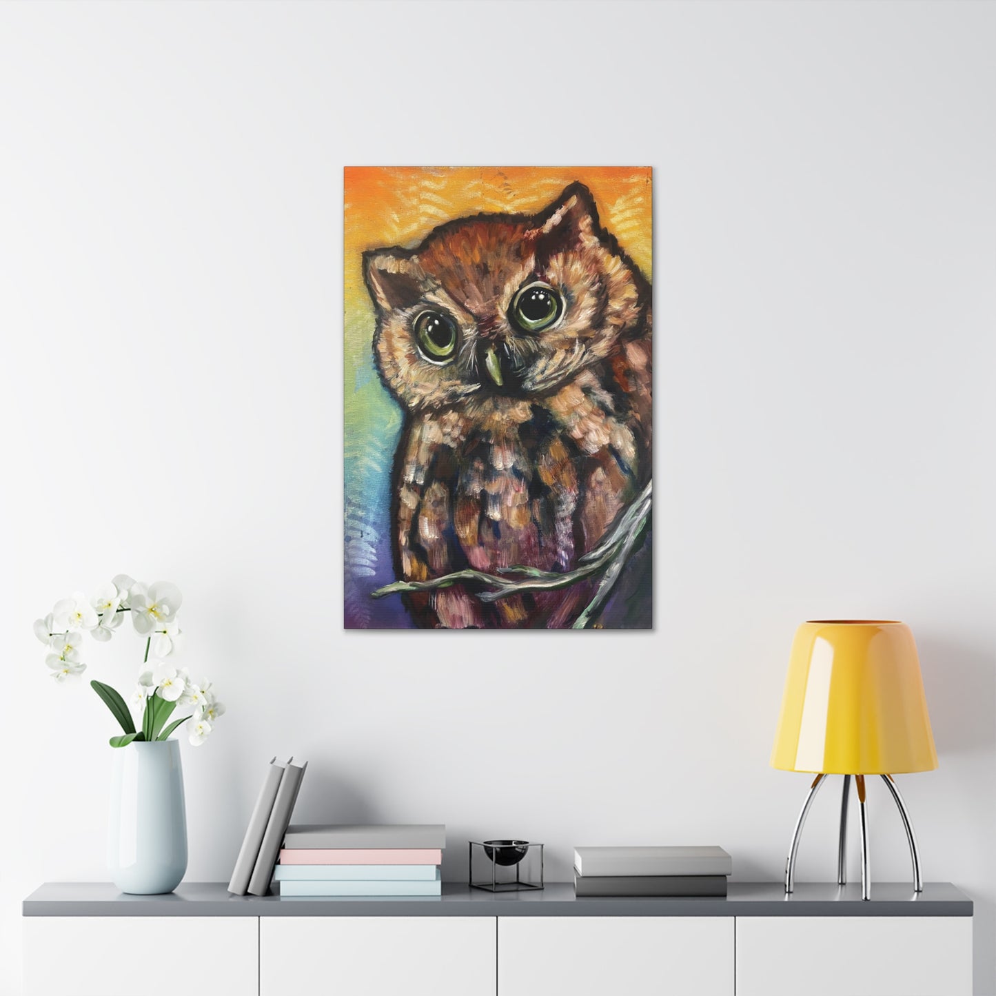 Rainbow Fern Owl Hanging Wall Art