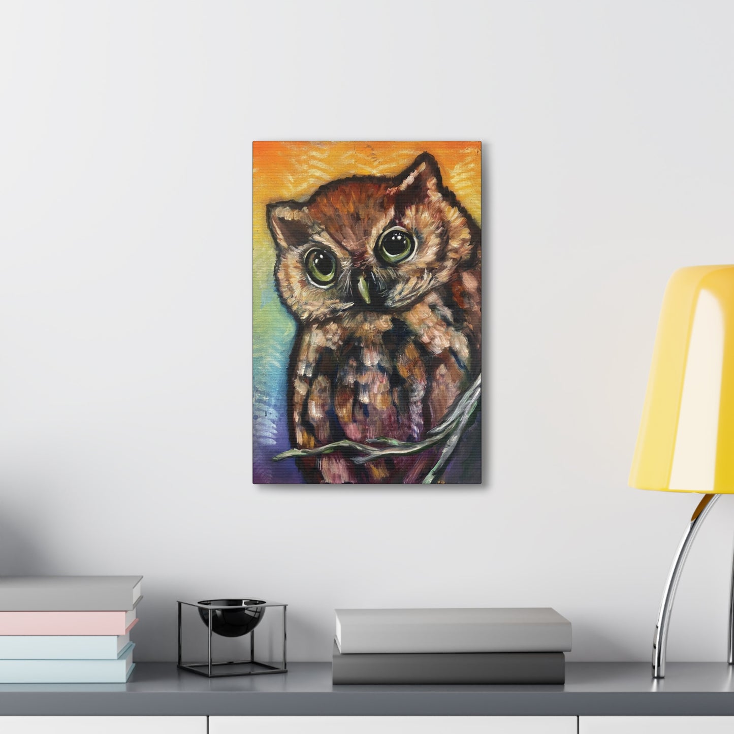 Rainbow Fern Owl Hanging Wall Art