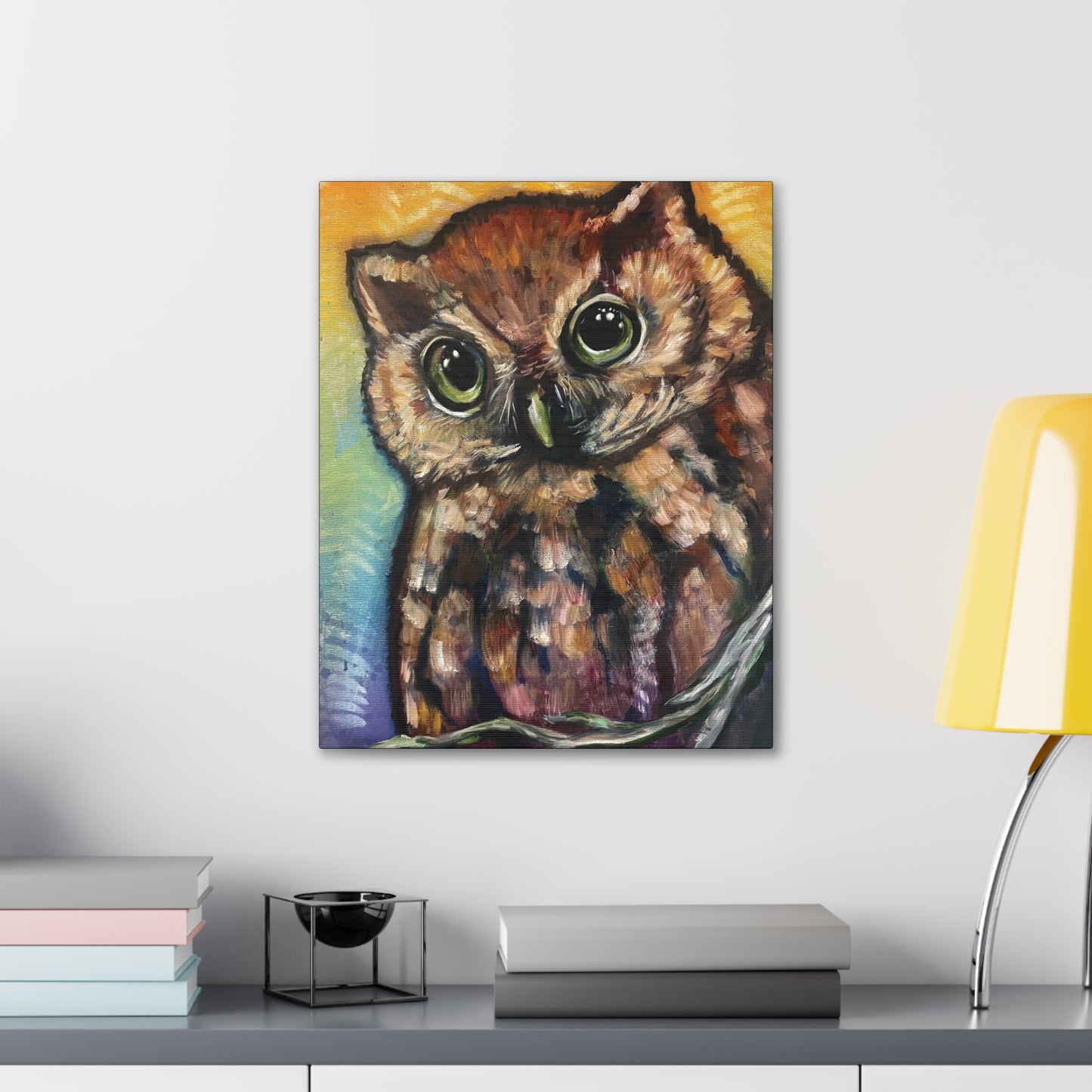 Rainbow Fern Owl Hanging Wall Art