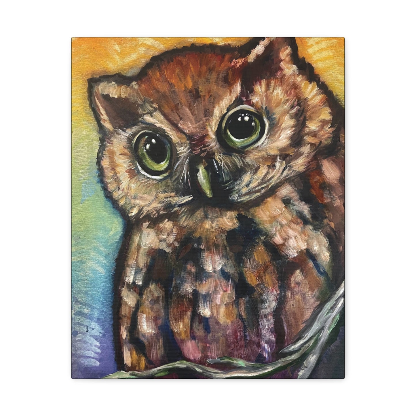 Rainbow Fern Owl Hanging Wall Art