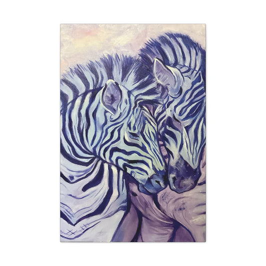 Purple Zebra Love Canvas Painting